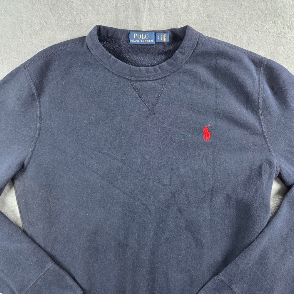Polo Ralph Lauren Sweatshirt Men Small Navy Blue Red Pony Logo Crew Neck